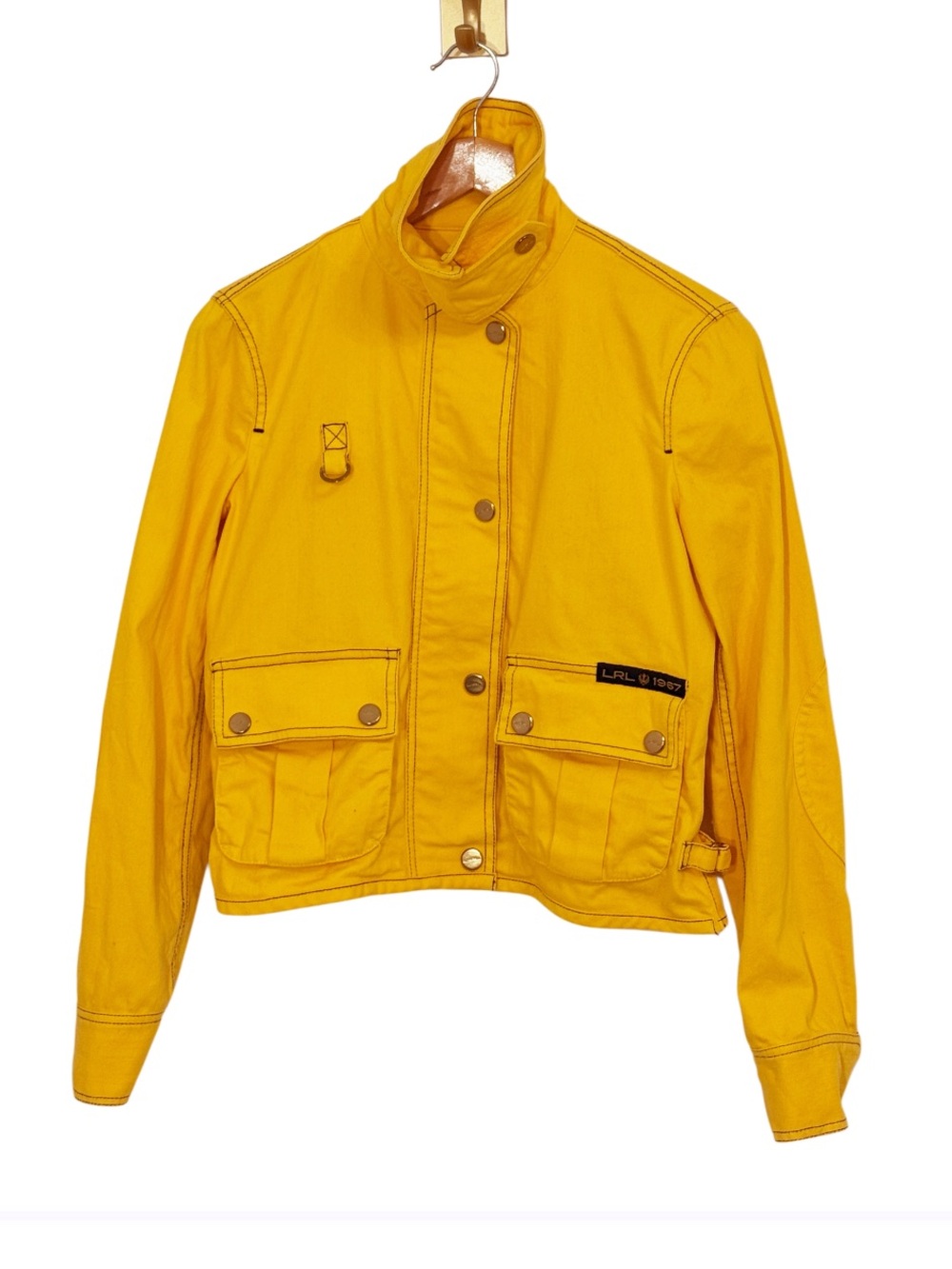 Lauren Ralph Lauren yellow/gold moto jacket, black label, Like New! Size XS